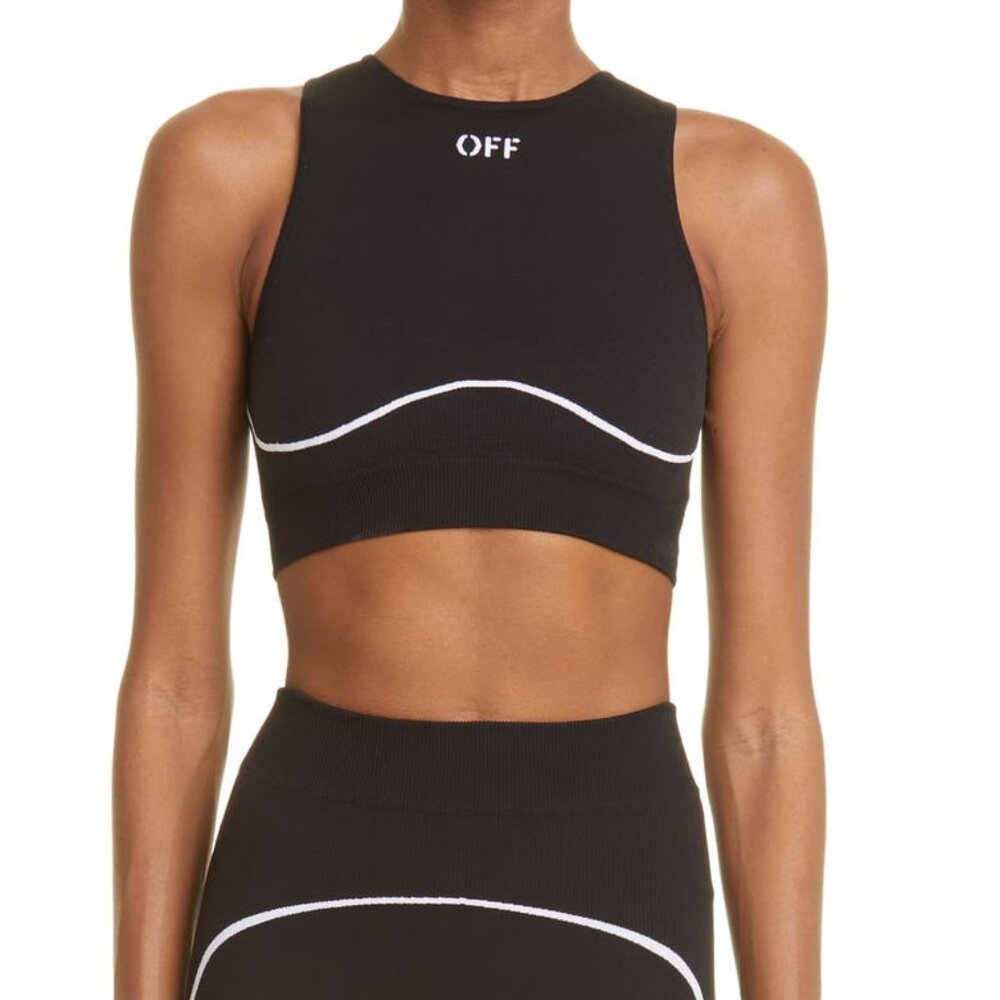 Black and White Athletic Logo Seamless Bra Size S-M - Picture 7 of 8